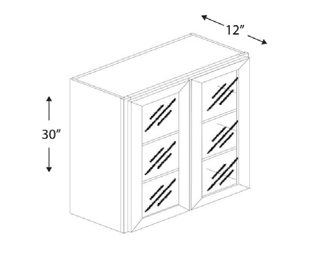 Blue Valley Cabinets 30" x 30" x 12" Wall Cabinet Frosted Glass Door Only (MS-W3030GD)