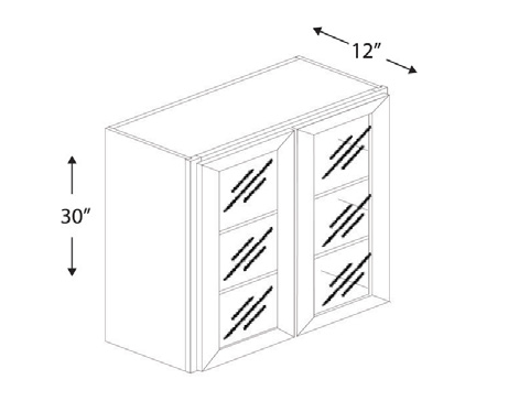 Blue Valley Cabinets 30" x 30" x 12" Wall Cabinet Frosted Glass Door Only (SG-W3030GD)