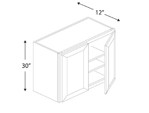 Blue Valley Cabinets 30" x 30" x 12" Wall Cabinet With 2 Door (DW-W3030)