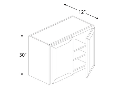 Blue Valley Cabinets 30" x 30" x 12" Wall Cabinet With 2 Door (MS-W3030)