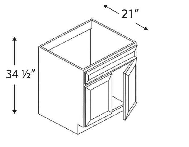 Blue Valley Cabinets 30" x 35" x 21" Vanity Sink Cabinet With 2 Doors and 1 FALSE Drawer (WHS-VSB3021)