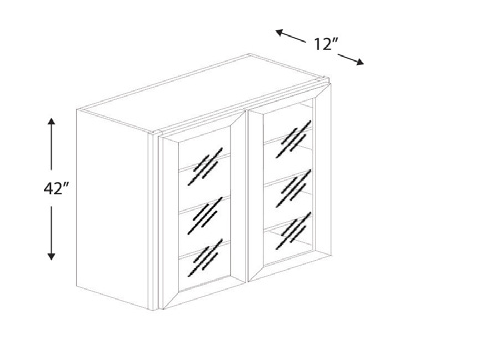 Blue Valley Cabinets 30" x 42" x 12" Wall Cabinet Frosted Glass Door Only (DW-W3042GD)