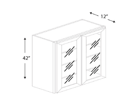 Blue Valley Cabinets 30" x 42" x 12" Wall Cabinet Frosted Glass Door Only (MS-W3042GD)