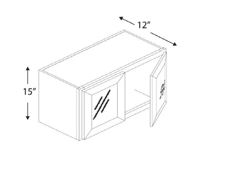 Blue Valley Cabinets 33" x 15" x 12" Wall Cabinet Frosted Glass Door Only (DW-W3315GD)