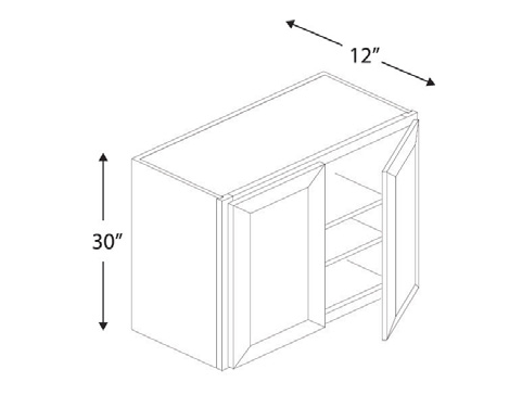 Blue Valley Cabinets 33" x 30" x 12" Wall Cabinet With 2 Door (DW-W3330)