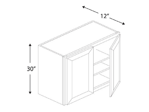 Blue Valley Cabinets 33" x 30" x 12" Wall Cabinet With 2 Door (MS-W3330)