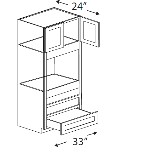 Blue Valley Cabinets 33" x 84" x 24" Tall Oven Cabinet Face Frame and 2 Doors/1 Drawer (DW-OC338424FFD)