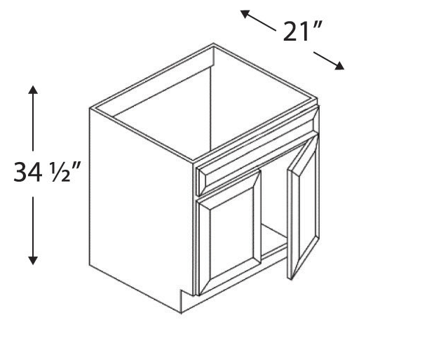 Blue Valley Cabinets 36" x 35" x 21" Vanity Sink Cabinet With 2 Doors and 1 FALSE Drawer (GRS-VSB3621)