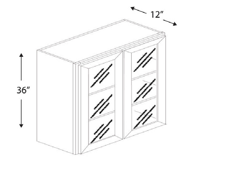 Blue Valley Cabinets 36" x 36" x 12" Wall Cabinet Frosted Glass Door Only (DW-W3636GD)