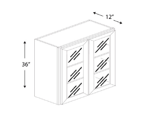 Blue Valley Cabinets 36" x 36" x 12" Wall Cabinet Frosted Glass Door Only (MS-W3636GD)