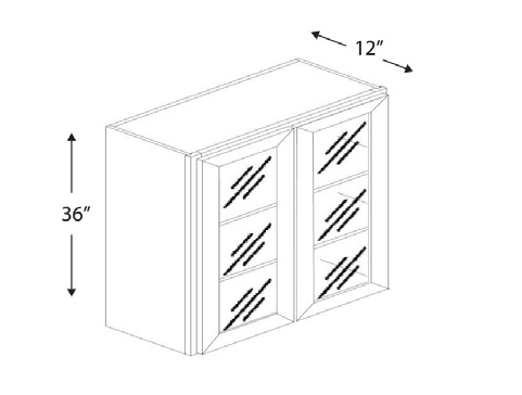 Blue Valley Cabinets 36" x 36" x 12" Wall Cabinet Frosted Glass Door Only (SG-W3636GD)