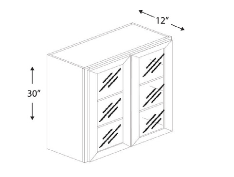 Blue Valley Cabinets 36" x 36" x 12" Wall Cabinet Frosted Glass Door Only (WHS-W3630GD)