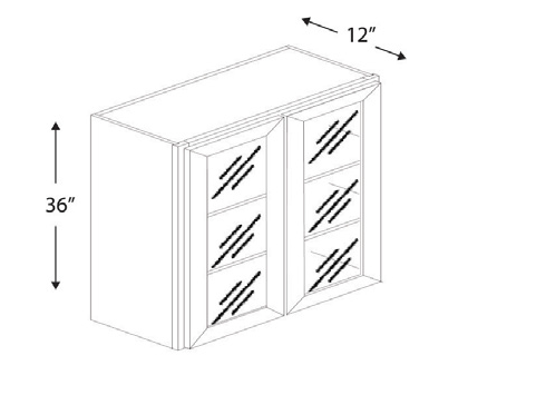 Blue Valley Cabinets 36" x 36" x 12" Wall Cabinet Frosted Glass Door Only (WHS-W3636GD)