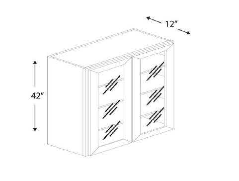 Blue Valley Cabinets 36" x 42" x 12" Wall Cabinet Frosted Glass Door Only (DW-W3642GD)