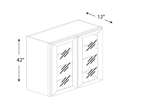 Blue Valley Cabinets 36" x 42" x 12" Wall Cabinet Frosted Glass Door Only (MS-W3642GD)