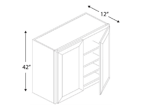 Blue Valley Cabinets 36" x 42" x 12" Wall Cabinet With 2 Door (DW-W3642)