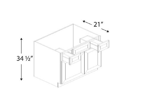 Blue Valley Cabinets 42" x 35" x 21" Vanity Sink Cabinet Combo 1 Left and 1 Right Drawer (DW-VSD4221)