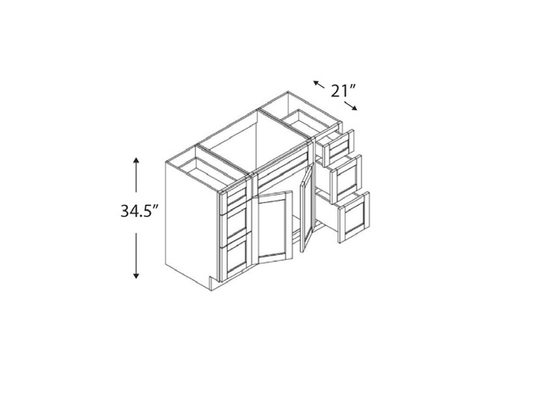 Blue Valley Cabinets 48" x 35" x 21" Vanity Sink Cabinet Combo 3 Left and 3 Right Drawers (GRS-VSD4821D)