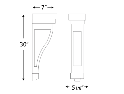 Blue Valley Cabinets 5" x 30" x 7" Shaker Large Corbel (WHS-SLC530)