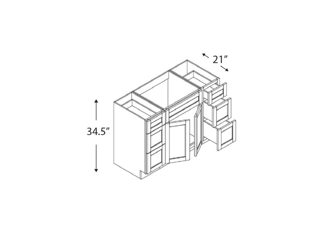 Blue Valley Cabinets 60" x 35" x 21" Vanity Sink Cabinet Combo 3 Left and 3 Right Drawers (GRS-VSD6021D)