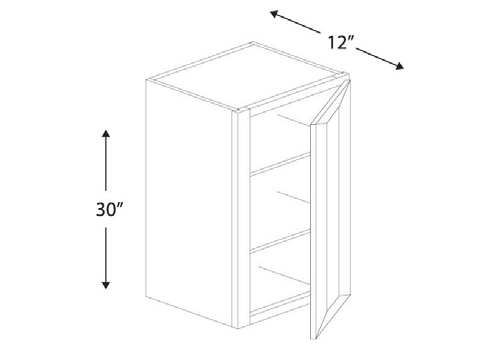 Blue Valley Cabinets 9" x 30" x 12" Wall Cabinet With 1 Door (DW-W0930)