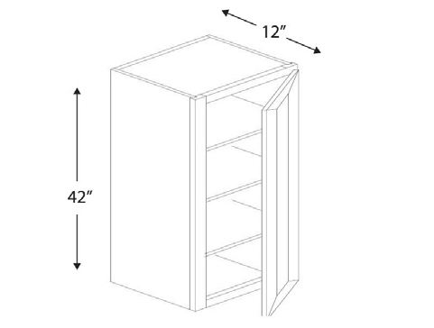 Blue Valley Cabinets 9" x 42" x 12" Wall Cabinet With 1 Door (MS-W0942)