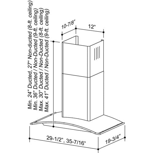 Broan B5736SS 36" 450 CFM Stainless Steel Convertible Arched Canopy Wall-Mount Chimney Range Hood