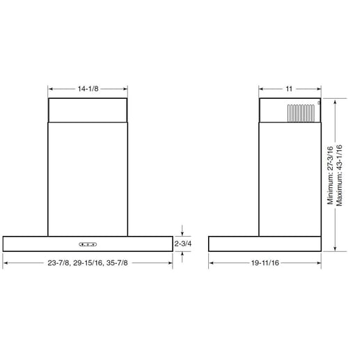 Broan EW4330SS 30" 460 MAX Blower CFMConvertible T-Style Wall Mount Stainless Steel Chimney Hood