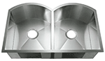 C-Tech-I Double Equal Unusual Styling Zero-Radius Inside Corners 33" Stainless Steel Farmhouse Sink by Chemcore Industries