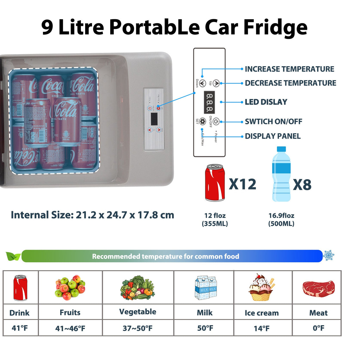 Alpicool C9PT 20L/21 QT Black Mini Car Fridge
