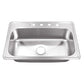 Cahaba CAHCA113SB33 33" 4-Hole Prepunch Standard Radius Single Bowl Stainless Steel Drop-In Kitchen Sink