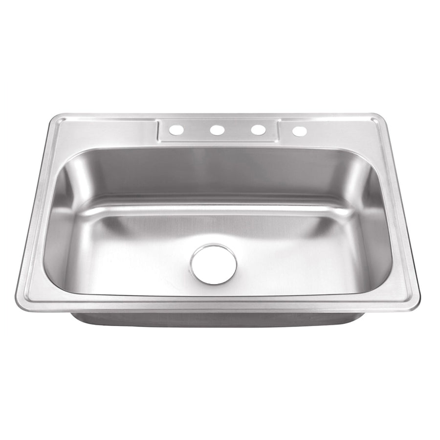 Cahaba CAHCA113SB33 33" 4-Hole Prepunch Standard Radius Single Bowl Stainless Steel Drop-In Kitchen Sink