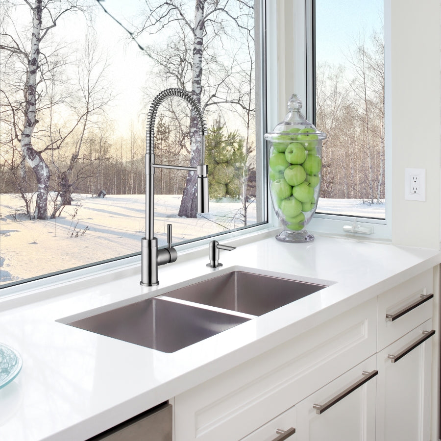 Cahaba CAHCA221132 32" x 19" Stainless Steel 50/50 Micro Radius Double Bowl Kitchen Sink