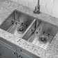 Cahaba CAHCA221132 32" x 19" Stainless Steel 50/50 Micro Radius Double Bowl Kitchen Sink