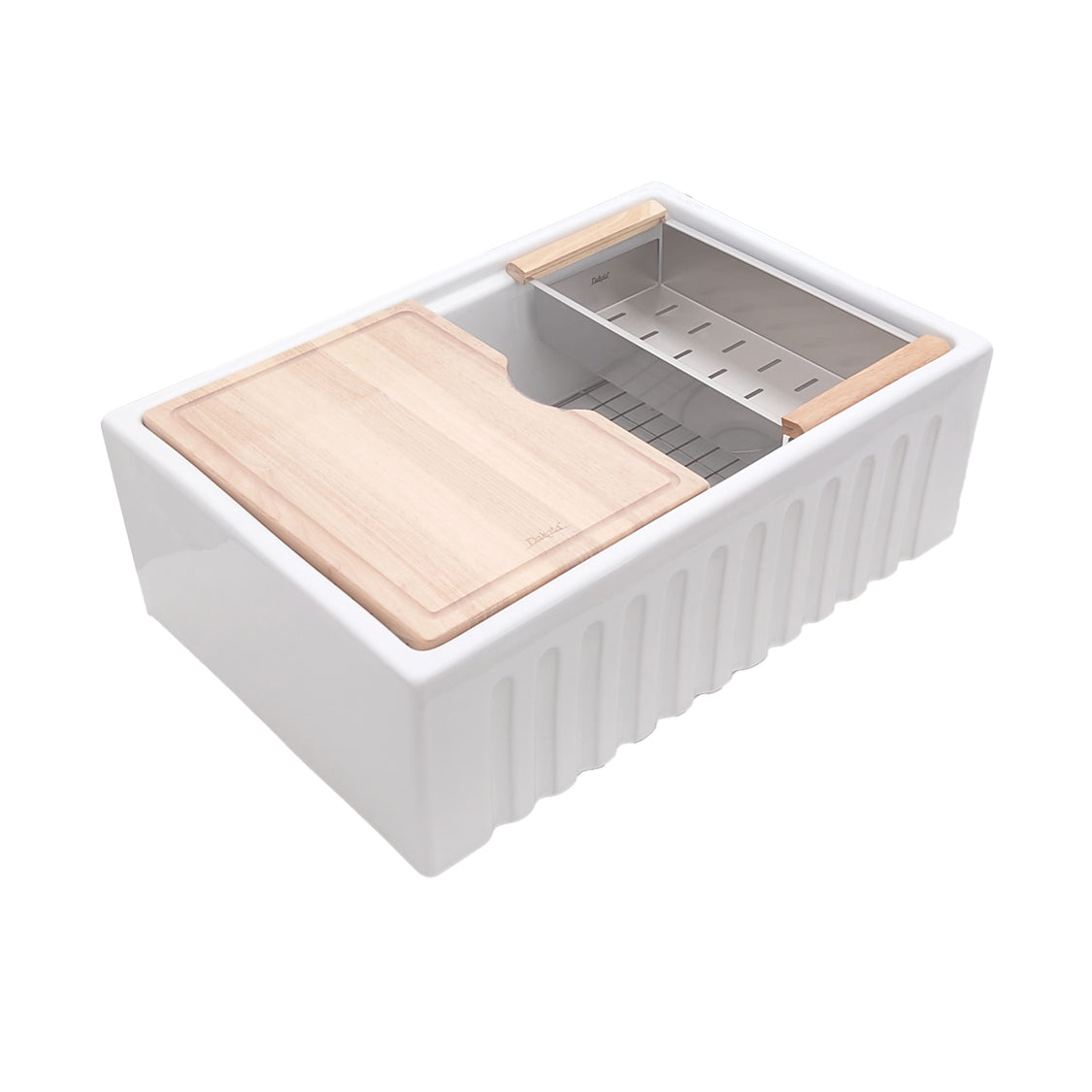 Cahaba CAHCAFC30SBKW 30" Single Bowl Reversible Apron Front Fireclay Workstation Kitchen Sink