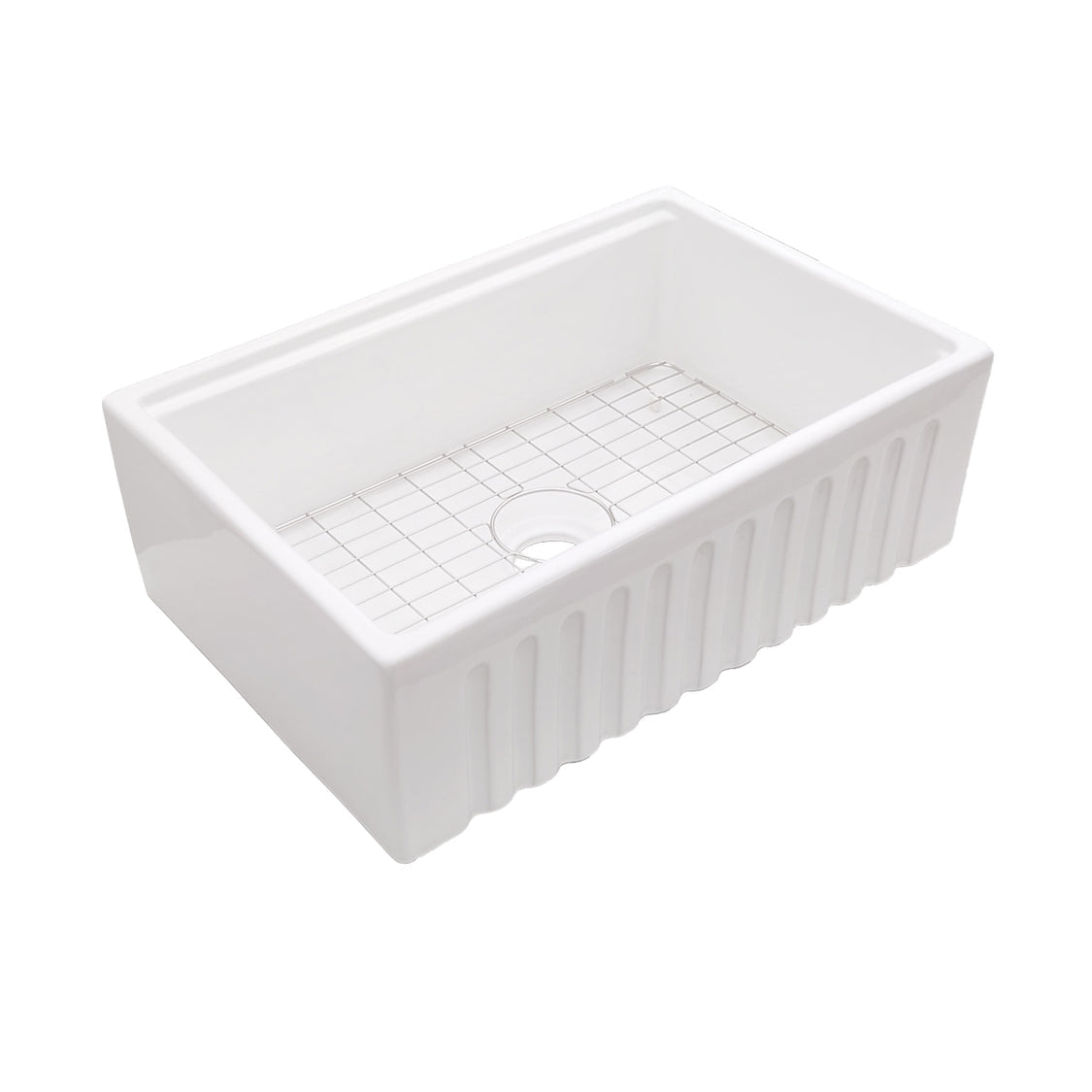 Cahaba CAHCAFC30SBKW 30" Single Bowl Reversible Apron Front Fireclay Workstation Kitchen Sink