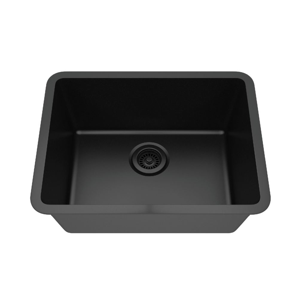 Cahaba CAHCAQ2318USB-B 23" Single Bowl Undermount Black Quartz Kitchen Sink