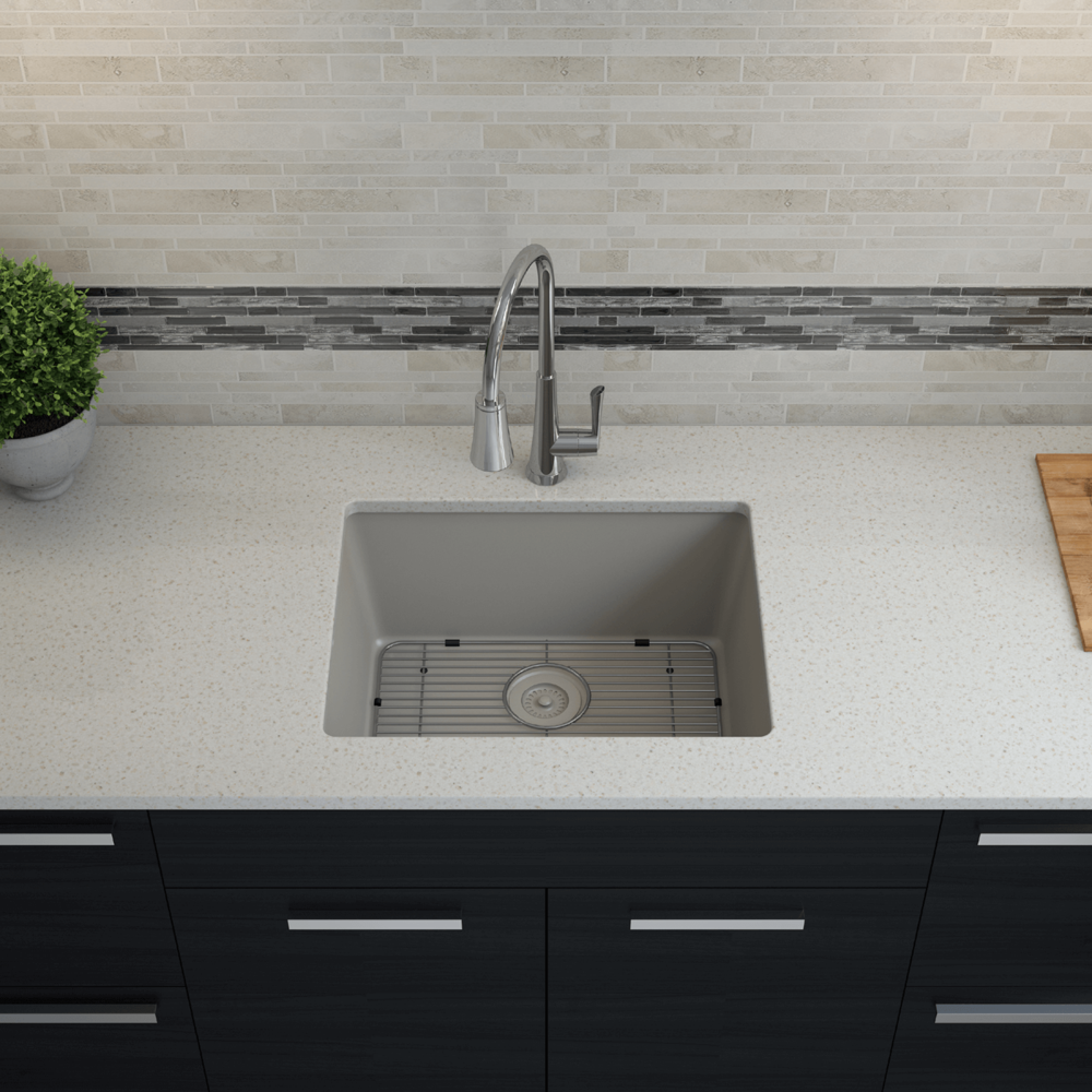 Cahaba CAHCAQ2318USB-C 23" Single Bowl Undermount Concrete Quartz Kitchen Sink