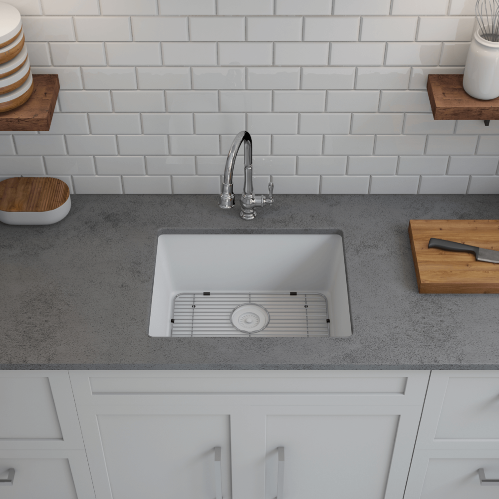 Cahaba CAHCAHCAQ2318USB-W 23" Single Bowl Undermount White Quartz Kitchen Sink