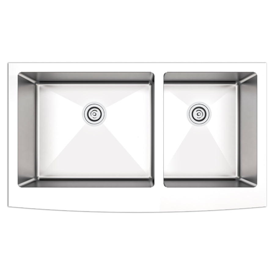 Cahaba CAHCASS16AF3660 35" x 20" 60/40 Micro Radius Double Bowl Apron Front Kitchen Sink