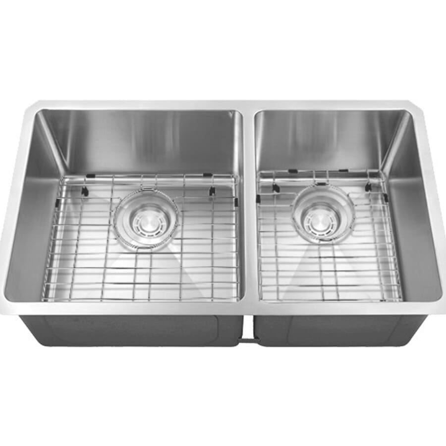 Cahaba CAHCASS32186040UMDB 32" x 18" 60/40 Micro Radius Double Bowl Kitchen Sink