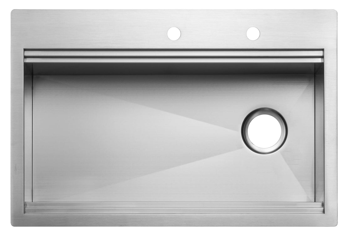 Cahaba CAHCASS3322DMSBWS 33" Stainless Steel 18-Gauge Micro Radius Single Bowl Kitchen Sink - Workstation