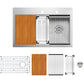 Cahaba CAHCASS3322DMSBWS 33" Stainless Steel 18-Gauge Micro Radius Single Bowl Kitchen Sink - Workstation
