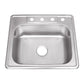 Cahaba CAHCA113SB25 25" 4-Hole Prepunch Stainless Steel Standard Radius Single Bowl Drop-In Kitchen Sink