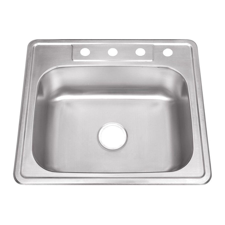 Cahaba CAHCA113SB25 25" 4-Hole Prepunch Stainless Steel Standard Radius Single Bowl Drop-In Kitchen Sink