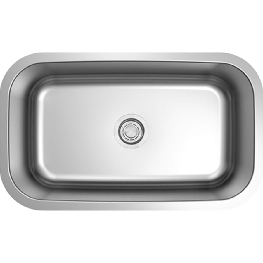 Cahaba CAHCASS3018UMSB-18 30" x 18" Stainless Steel Standard Radius Single Bowl 18 Gauge Kitchen Sink