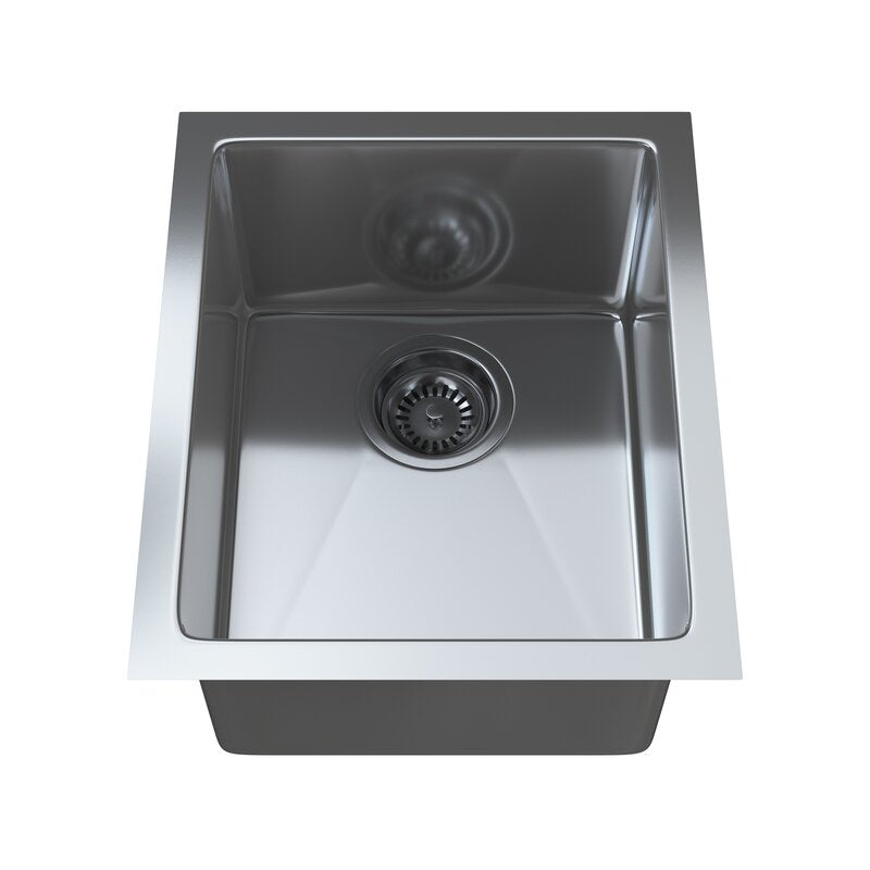 Cantrio Koncepts 13" 18-Gauge Undermount Stainless Steel Single Bowl Kitchen Sink With Strainer Drain