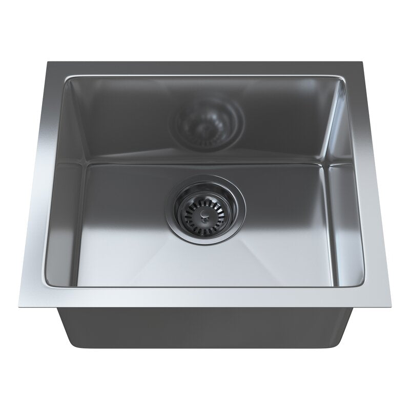 Cantrio Koncepts 16" 18-Gauge Undermount Stainless Steel Single Bowl Kitchen Sink With Strainer Drain