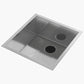 Cantrio Koncepts 19" 18-Gauge, 0 Radius Square Stainless Steel Undermount Kitchen Sink With Strainer Drain