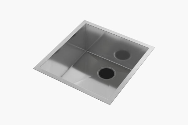 Cantrio Koncepts 19" 18-Gauge, 0 Radius Square Stainless Steel Undermount Kitchen Sink With Strainer Drain